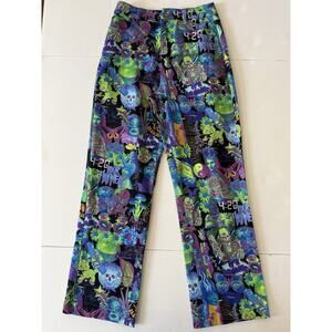 Your Highness Zumies Trippy Pants Women 2 Green Purple Art Deco Floral Spooky
